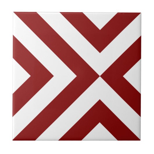 Rood- en witte Chevrons Tegeltje (Voorkant)