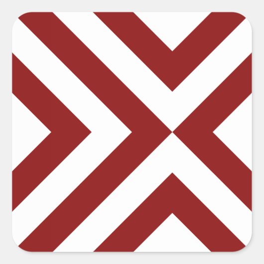 Rood- en witte Chevrons Vierkante Sticker (Voorkant)
