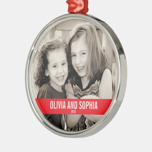 ROOD EN WITTE CHRISTMAS METALEN ORNAMENT (Links)