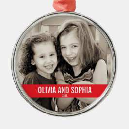 ROOD EN WITTE CHRISTMAS METALEN ORNAMENT