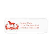 Rood- en witte Damask Horse Etiket (Voorkant)