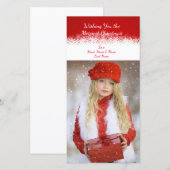 Rood- en witte eenvoudige Snowflake-fotokaart Feestdagenkaart (Voorkant / Achterkant)