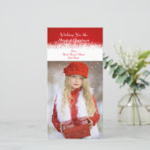 Rood- en witte eenvoudige Snowflake-fotokaart Feestdagenkaart (Staand voorkant)