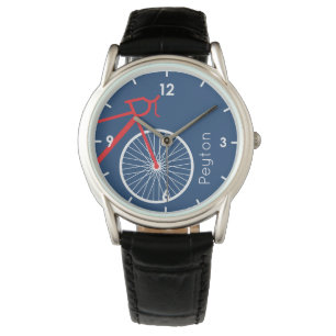 Rood- en witte fiets horloge