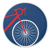 Rood- en witte fiets keramische knop (Voorkant)