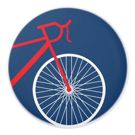 Rood- en witte fiets keramische knop (Voorkant)