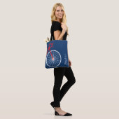 Rood- en witte fiets tote bag (Op model)