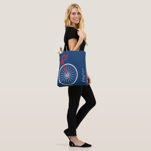 Rood- en witte fiets tote bag (Op model)