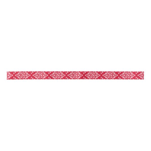 Rood- en witte Floral Damask Ribbon Satijnen Lint (Voorkant)