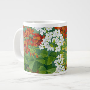 Rood- en witte geraniums in potten 2013 grote koffiekop
