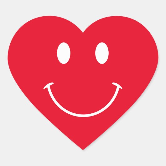 Rood en Witte Gezicht Hart Sticker (Voorkant)
