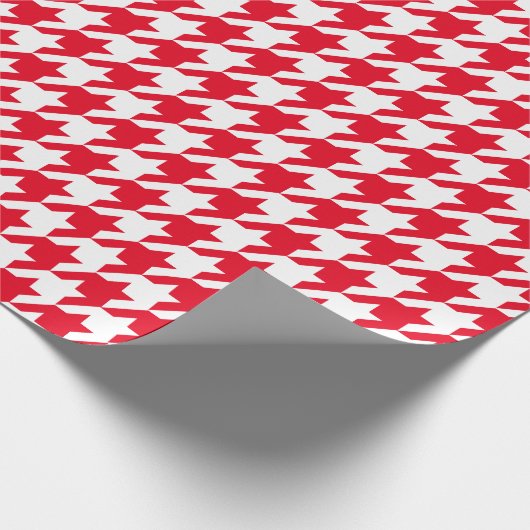 Rood- en witte honden controleren mode patroon cadeaupapier (Hoek)