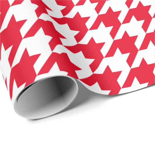 Rood- en witte honden controleren mode patroon cadeaupapier (Rol Hoek)