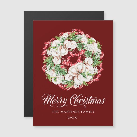 Rood- en witte kerst-kerstkaart (Voorkant / Achterkant)