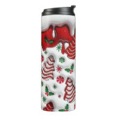 Rood- en witte kerstbomen thermosbeker (Gedraaid links)