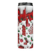 Rood- en witte kerstbomen thermosbeker (Achterkant)