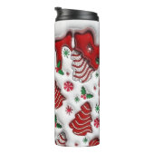 Rood- en witte kerstbomen thermosbeker (Geroteerd rechts)