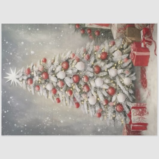 Rood- en witte kerstboom tissuepapier (Voorkant)