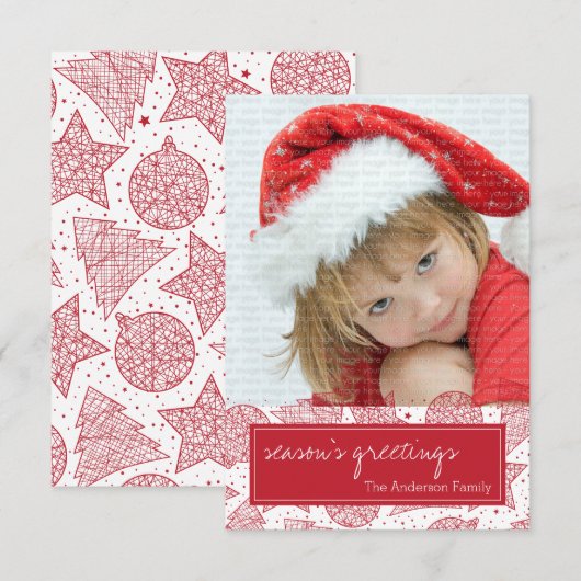 Rood- en witte kerstfeestdag — Fotokaart Kaart (Voorkant / Achterkant)