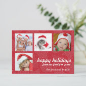 Rood- en witte kerstfeestdag fotokaarten kaart (Staand voorkant)