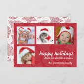 Rood- en witte kerstfeestdag fotokaarten kaart (Voorkant / Achterkant)