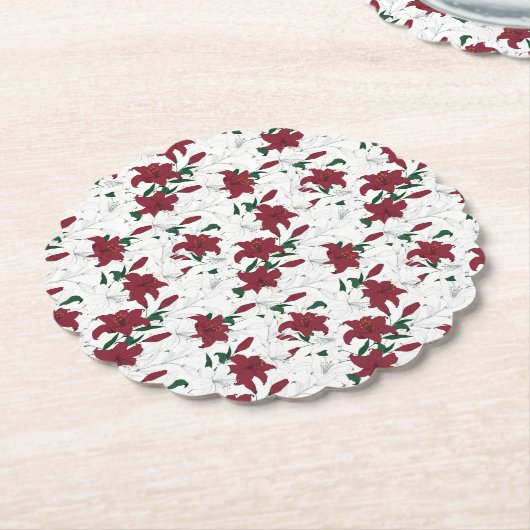 Rood- en witte kerstgalgen kartonnen onderzetters (Gekanteld)