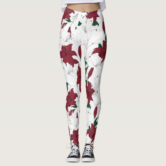 Rood- en witte kerstgalgen leggings (Voorkant)