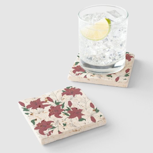 Rood- en witte kerstgalgen stenen onderzetter (Zijkant)