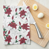 Rood- en witte kerstgalgen theedoek (Quarter Fold)