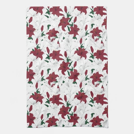 Rood- en witte kerstgalgen theedoek (Verticaal)