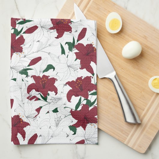 Rood- en witte kerstgalgen theedoek (Quarter Fold)