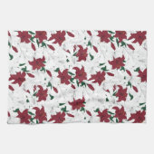 Rood- en witte kerstgalgen theedoek (Horizontaal)