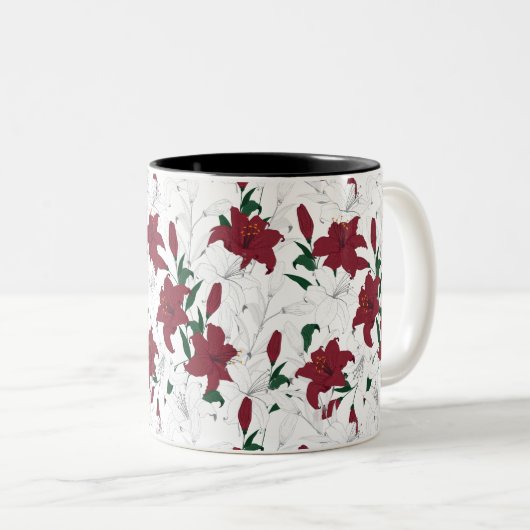 Rood- en witte kerstgalgen tweekleurige koffiemok (Voorkant rechts)