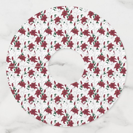 Rood- en witte kerstgalgen wijnglaslabel (Achterkant)