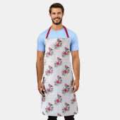 Rood- en witte kerstkardinalen schort (Gedragen)