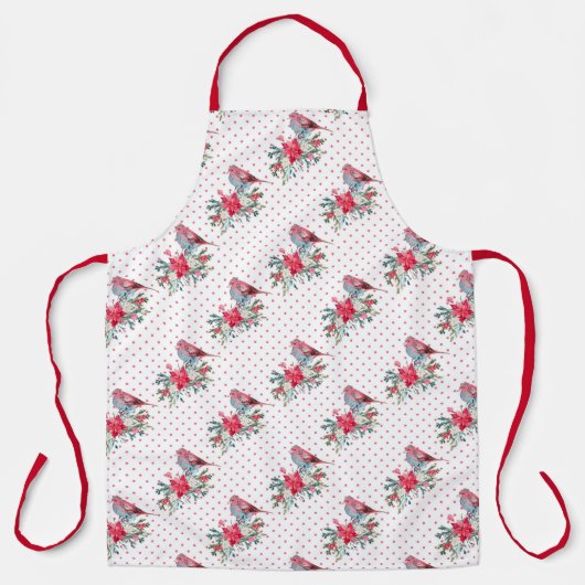 Rood- en witte kerstkardinalen schort (Voorkant)