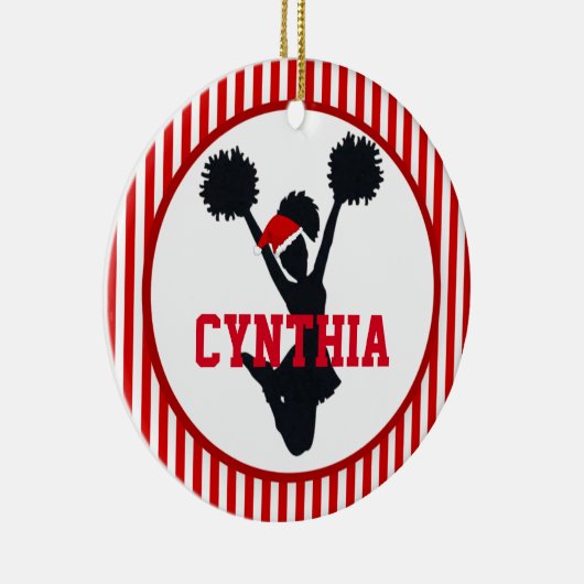 Rood- en witte kerstkopleider in Santa Hat Keramisch Ornament (Rechts)