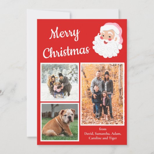 Rood en witte kerstman Foto met kerstmis Feestdagenkaart (Voorkant)