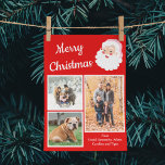 Rood en witte kerstman Foto met kerstmis Feestdagenkaart<br><div class="desc">Deze leuke en feestelijke fotovakantiekaart is klaar om te worden aangepast met drie van uw eigen foto's en uw eigen foto's uit het bericht en biedt een rode en witte kleurenschema met een retro stijl-kerstkaart naast het bericht "Vrolijk kerstfeest" in witte scriptletters.</div>