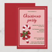 Rood- en witte kerstsnoepfeestdag kaart (Voorkant / Achterkant)