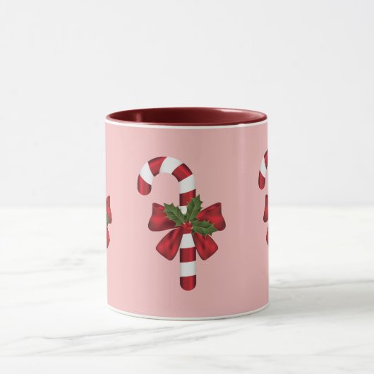 Rood- en witte kerstsnoepriet en aangepaste naam mok (Midden)