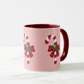 Rood- en witte kerstsnoepriet en aangepaste naam mok (Voorkant rechts)