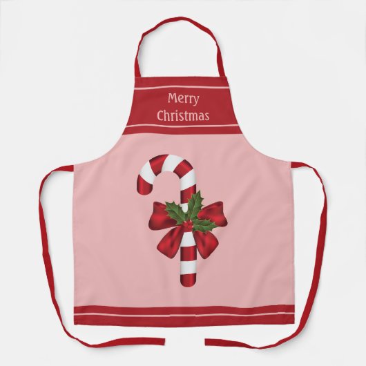 Rood- en witte kerstsnoepsuikerriet schort (Voorkant)