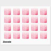 Rood- en witte kerstsnowflake vierkante sticker (Vel)