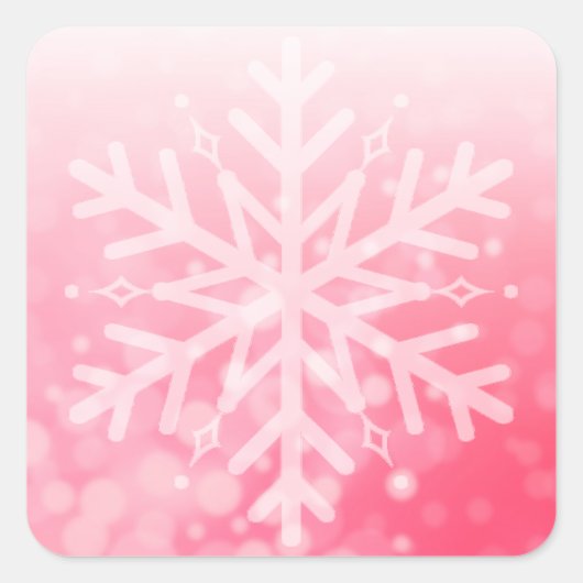 Rood- en witte kerstsnowflake vierkante sticker (Voorkant)