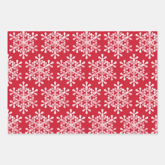 Rood- en witte kerstsnowflakes ster inpakpapier vel (Voorkant 2)