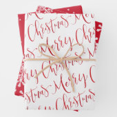 Rood- en witte kerstsnowflakes ster inpakpapier vel (In situ)