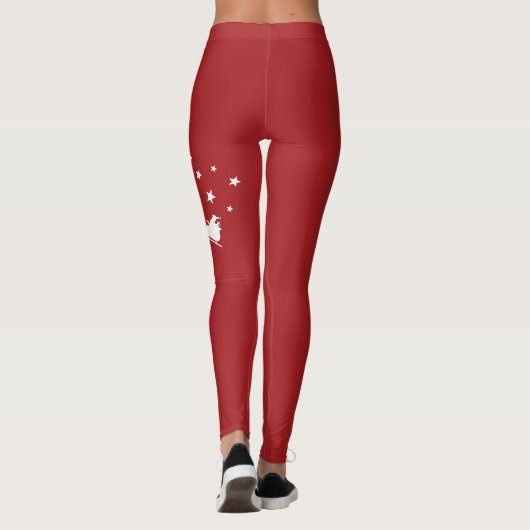 Rood- en witte kersttekst leggings (Achterkant)