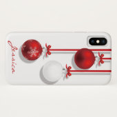 Rood-en-witte kerstversiering Rood-Bow-feestdag Case-Mate iPhone Case (Achterkant (horizontaal))