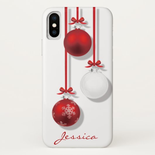 Rood-en-witte kerstversiering Rood-Bow-feestdag Case-Mate iPhone Case (Achterkant)